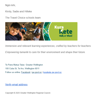 Screenshot of second part of email