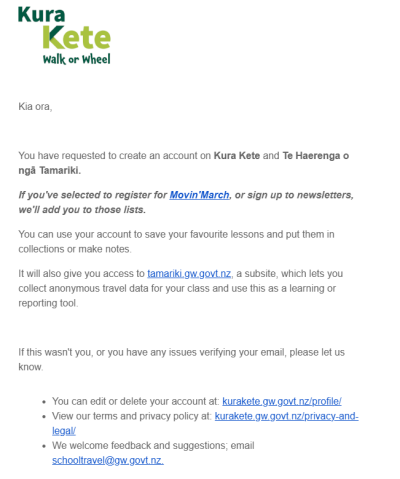 Screenshot of first part of email