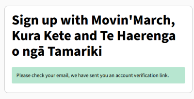 Screenshop of sign up pop up screen