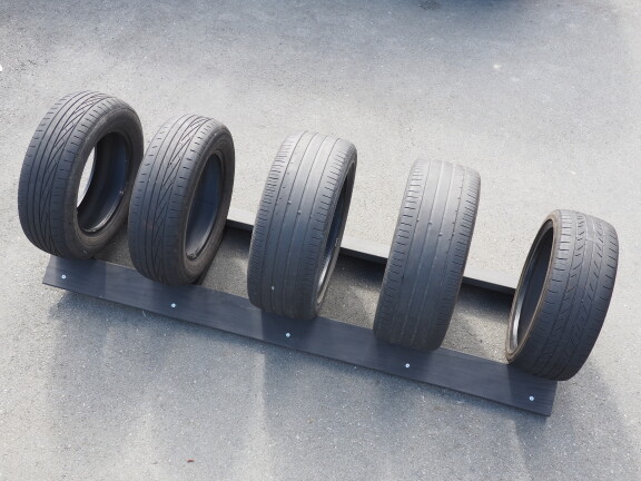 Photo of completed recycle tyre rack
